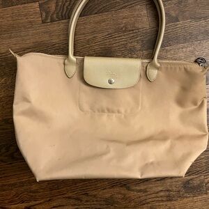 Longchamp Beige and Tan Le Pliage Nylon Tote